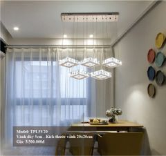 Đèn thả pha lê vuông 5 vòng D200 TPL5V20 VLTHPL-114