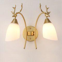 Đèn tường chao thủy tinh đôi, thân màu gold VLDTTI-126