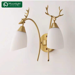 Đèn tường chao thủy tinh đôi, thân màu gold VLDTTI-126