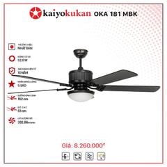 Quạt trần đèn Nhật Bản Kaiyo Kukan 5 cánh D152cm 52W DC OKA 181 MBK