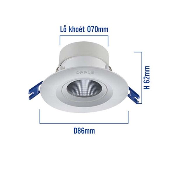 Opple đèn led Spotlight US 6W, 3000K, KT mặt D95*H48, lỗ khoét D70 OPDDSL-001-6W-3K