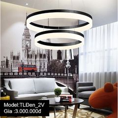 HT Đèn thả 2 vòng viền đen D40-60cm TL Đen 2V HTTHVO-013