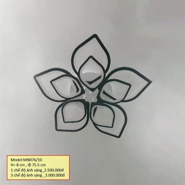 HT Đèn mâm mica 10 cánh viền đen D755mm, H80mm 1M MN076_10-1M HTDMMI-023-AA