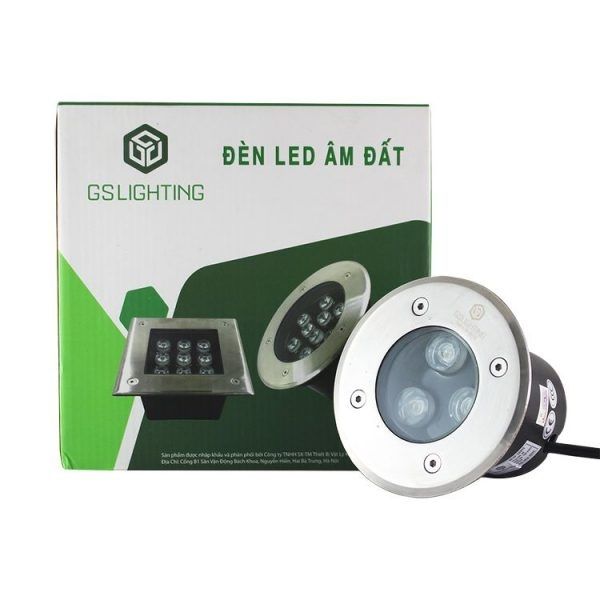 GS Đèn âm đất tròn GSDT 3w điện áp 220V AC, ánh sáng 3000k, IP65, kích thước D110*85, lỗ khoét 95, góc chiếu 90 độ GSDT3