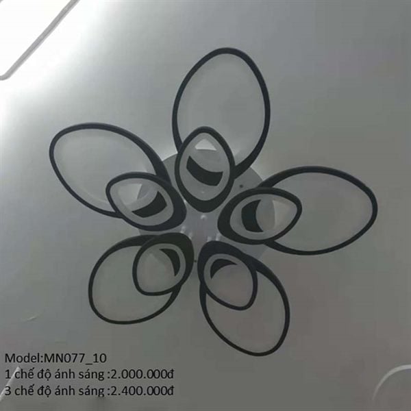 HT Đèn mâm mica 10 cánh viền đen D770mm, H=80mm 3M MN077_10-3M HTDMMI-024-AB