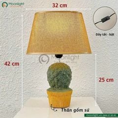 Đèn bàn thân gốm hình cây xương rồng DY17510X KT H42*32 E27 VLDBGM-050