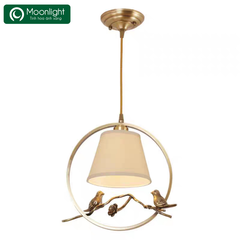 Đèn thả đồng chao vải 2 con chim D300*H310 8607/1 1E27 VLTHDO-002