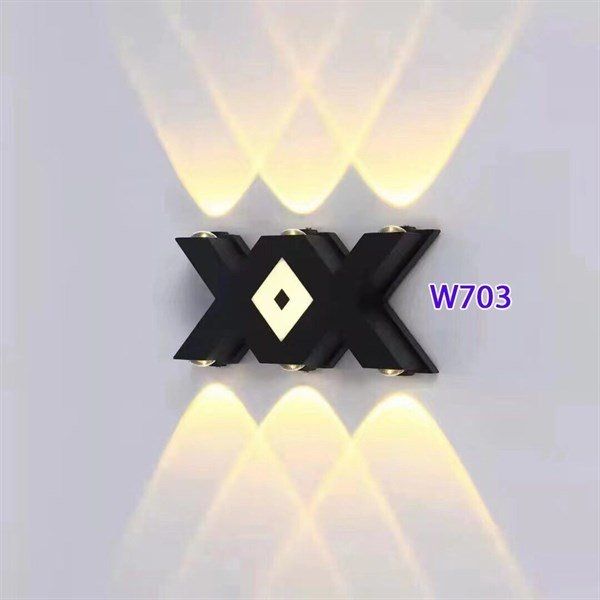 Đèn tường hiện đại 2 chữ X thân đen 6 tia 2 đầu W703 VLDTHD-096
