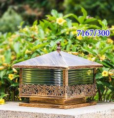 Đèn trụ cổng hàng rào vuông màu đồng xước hàng dừa D400 VLNTTC-016