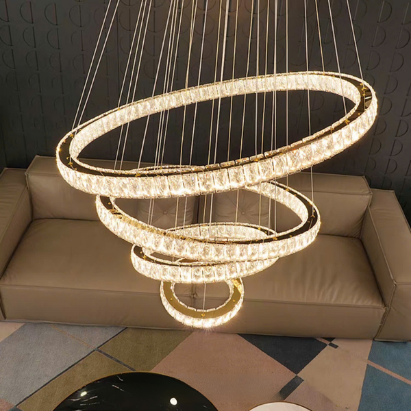 HT Đèn thả pha lê 4 vòng tròn bản 5cm khung trắng KT D20*40*60*80 TPL_097 HTTHPL-165-AR