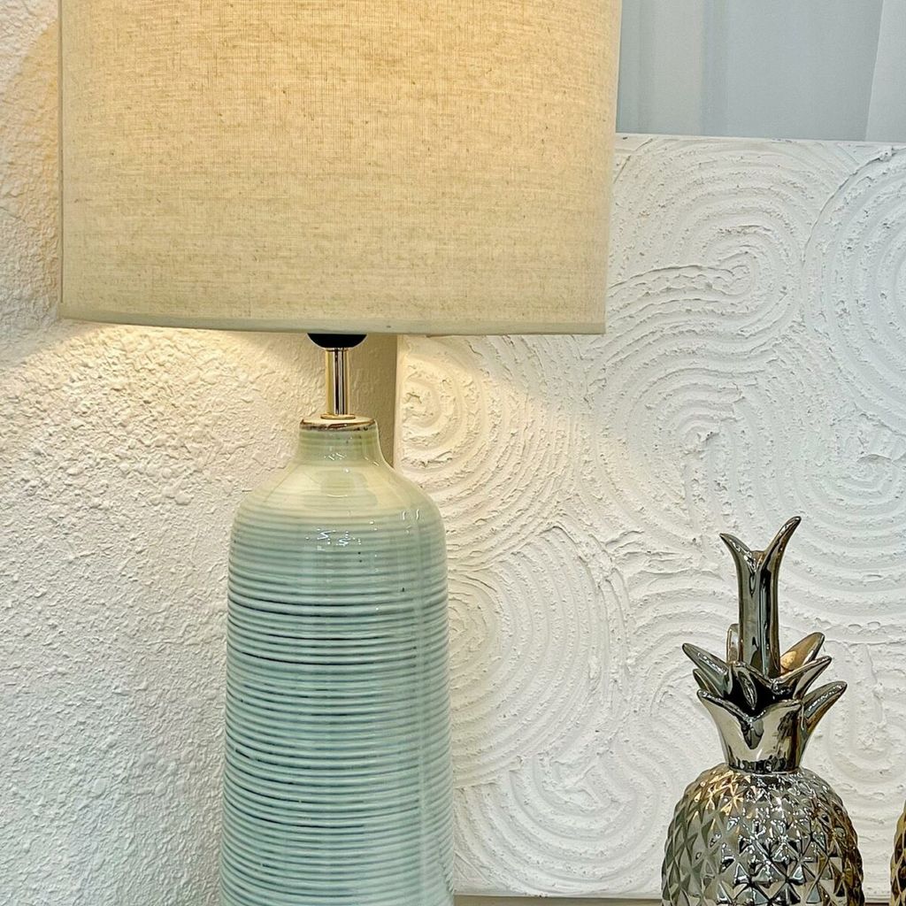 Đèn ngủ để bàn gốm sứ màu xanh ngọc vân cổ điển DS-TL9866 KT 58*30 E27 VLDBGM-051