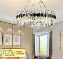 HT Đèn thả pha lê tròn D800, H=300 bóng led 3M L2210-800 HTTHPL-050-80