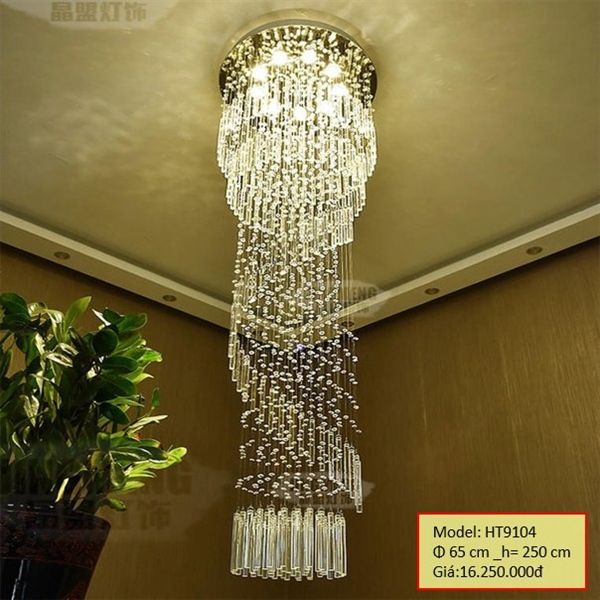 HT Đèn thả thông tầng pha lê hình tròn D65cm-h=250cm 3M HT9104 HTTHTT-019