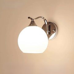 Đèn tường chao thủy tinh đục thân inox C6603 VLDTTI-054