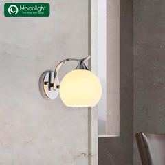 Đèn tường chao thủy tinh đục thân inox C6603 VLDTTI-054