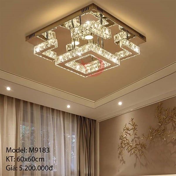 HT Đèn mâm pha lê vuông D60*60cm M9183 HTDMPL-004