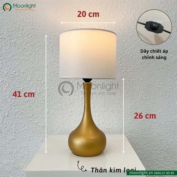 Đèn bàn thân hợp kim mạ sơn vàng phong cách Châu Âu DBK003 KT H41*20 E27 VLDBHK-048