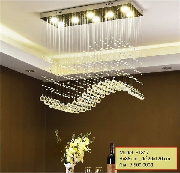 HT Đèn mâm pha lê chữ nhật đế 200*1200mm-h=860 3M HT817 HTDMPL-143