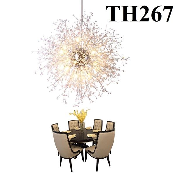 Đèn thả pha lê bồ công anh thân vàng D500 8 bóng 9G9 VLD TH267GOLD09 VLTHPL-107-8