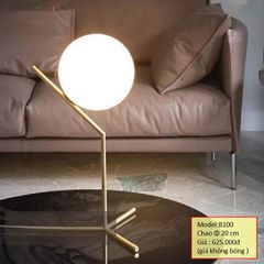 HT Đèn bàn trang trí thân vàng, chao thủy tinh trắng đục chao 20cm (giá không bóng) B100 HTDBTR-005-AA
