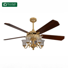 Quạt trần Đài Loan Luxaire Gold 5 cánh gỗ tự nhiên 152cm 62w DC bóng E14x5 chất liệu hợp kim nhôm mạ màu vàng gold 24K 60511 - 5 - 152 - DC - có đèn