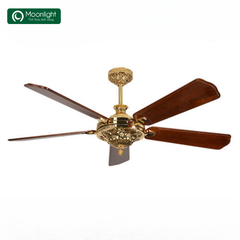 Quạt trần Đài Loan Luxaire Gold 5 cánh gỗ tự nhiên 152cm 62w DC chất liệu hợp kim nhôm mạ màu vàng gold 24K 60512 - 5 - 152 - DC - không đèn