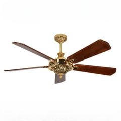 Quạt trần Đài Loan Luxaire Gold 5 cánh gỗ tự nhiên 152cm 62w DC chất liệu hợp kim nhôm mạ màu vàng gold 24K 60512 - 5 - 152 - DC - không đèn