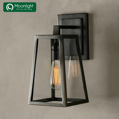 Đèn tường chao thủy tinh khung hợp kim sơn đen TU011, E27, Kích thước:170x140x260mm, Sắt sơn tĩnh điện VLDTTI-093