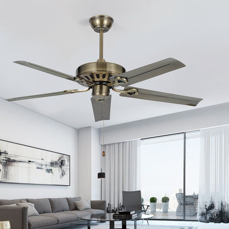Quạt trần màu đồng cổ 5 cánh sắt 132cm 75w AC T52-6400TA VLQTTQ-103