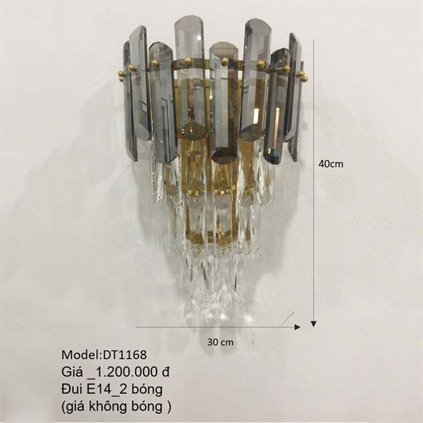 HT Đèn tường pha lê đui e14 2 bóng (giá không bóng) DT1168 HTDTPL-048