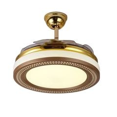Quạt trần đèn thu cánh màu vàng 4 cánh 107cm 45w DC Q133 VLQTTC-257