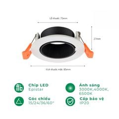Chóa đèn led âm trần spotlight ELV ELV2704