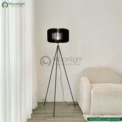 Đèn sàn hiện đại chân máy minimalist, chao bằng gỗ độc đáo DCLA013 KT H147*60 E27 VLDSHD-032