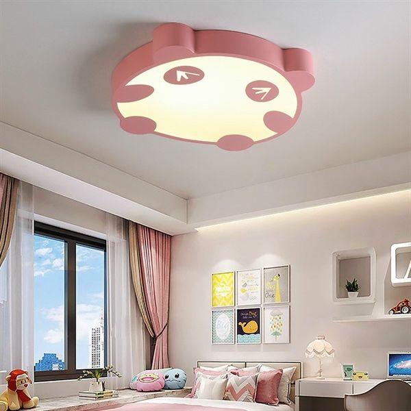 Đèn ốp trần trẻ em hình gấu trúc màu hồng VLOPTE-035