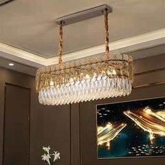 Đèn thả pha lê dài D900 màu hổ phách 8039/900 VLTHPL-026-D-90-YE