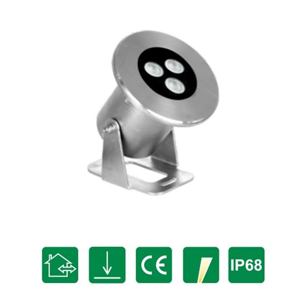 ELV Đèn led âm nước , chip Cree, 24V, 6W, 3000K, quang thông 380lm, góc chiếu 20, thép 316, IP68, KT: D98*78*H55 VUL2105