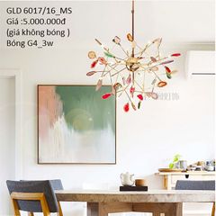 HT Đèn thả trang trí 16 lá nhiều màu bóng G4_3W (giá không bóng) GLD 6017/16_MS HTTHTR-019-MS