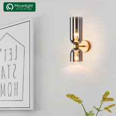 Đèn tường 2 đầu, chao thủy tinh khói DT2DAUTHUYTINH VLDTTI-104