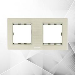 EDK Mặt viền 2 module, nhôm màu champagne EL-AC02