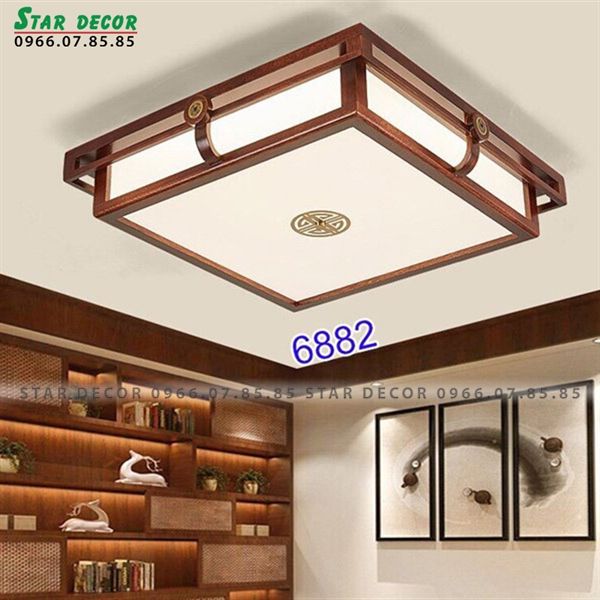 Đèn ốp trần gỗ vuông 6682 VLOPGO-022