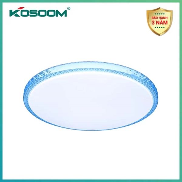 Kosoom đèn ốp trần LED pha lê viền xanh 36W D500*H77 đổi màu OP-KS-PLX-36-DM