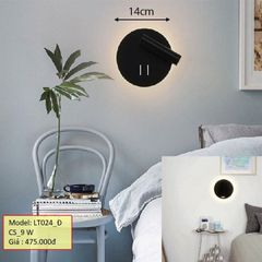 HT Đèn tường hiện đại hình tròn, màu đen D14cm 9W LT024_Đ HTDTHD-016-BK