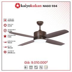 Quạt trần đèn Nhật Bản Kaiyo Kukan 4 cánh D132cm 52W DC NAGO 594