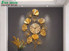 Decor đồng hồ trang trí phòng khách dải lá hình quạt dọc ML_212