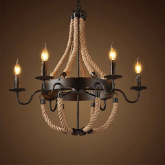 Đèn thả dây thừng 6 tay nến THDAYTHUNG6BONG VLTHDT-003