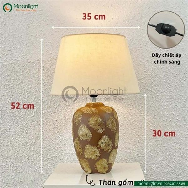 Đèn bàn thân gốm màu nâu cổ điển gốm sứ thủ công DY16478 KT H52*35 E27 VLDBGM-063