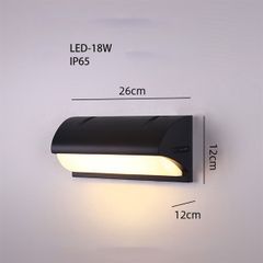 Đèn tường hiện đại RA vỏ đen, led 18W, IP65, KT: 26*12, 3000K RAYON79 VLDTHD-055