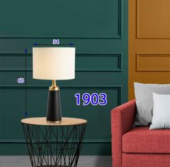 Đèn bàn thân hợp kim đen chao vải trắng PA DB1903 DB6125 VLDBHK-010