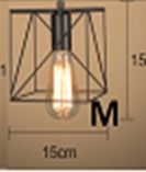 LVD Đèn thả hợp kim kiểu rọ dáng M thân đen; E27; KT: 180x230 (mm) TH023M VLTHHK-089-M
