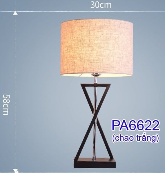 Đèn bàn thân hợp kim chân chéo chao vải PA 6622WH VLDBHK-003-WH